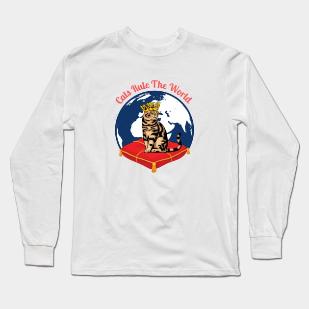 Cats Rule The World Long Sleeve T-Shirt by Parpally Design